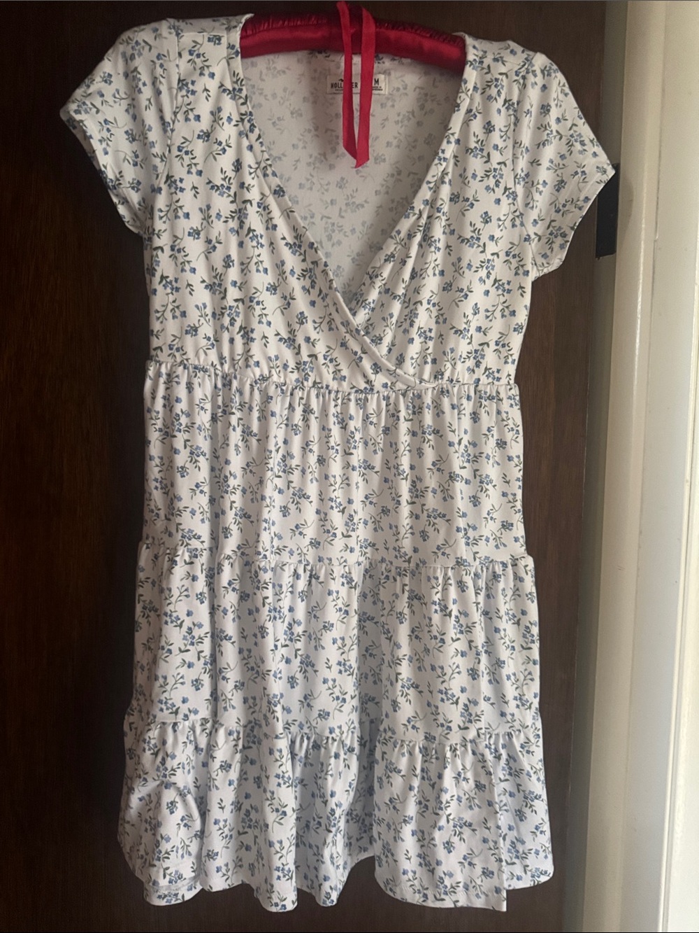 Hollister White Mini Dress with Blue Floral Print